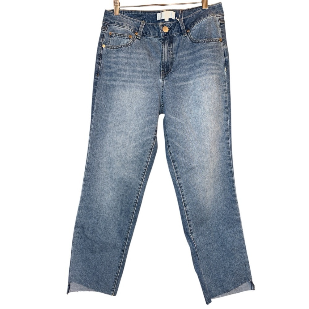 1822 Hybrid Denim Women’s Ankle Straight Jeans Size 8/29 Small Raw Hem Stretch